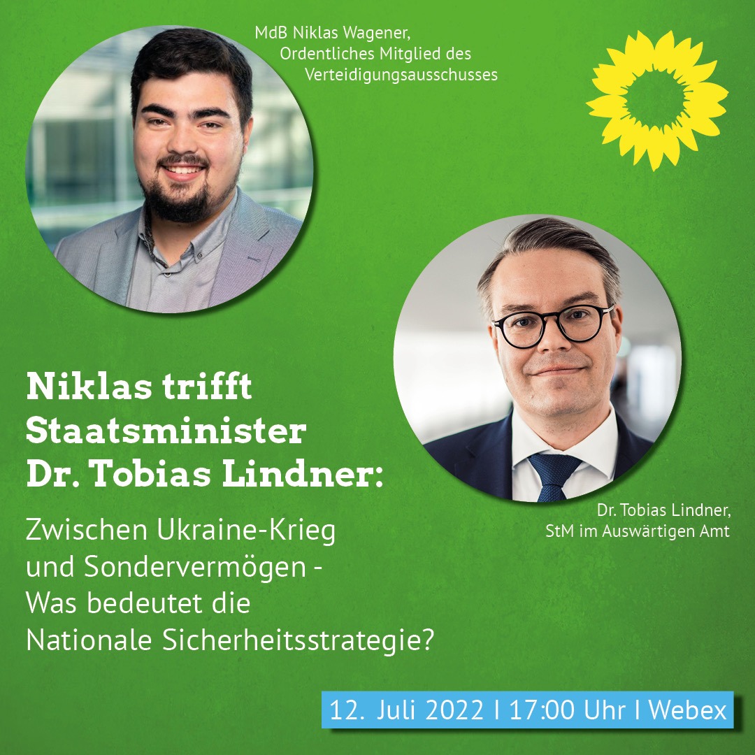 Herzliche Einladung zur digitalen Veranstaltung: Niklas trifft Staatsminister Dr. Tobias Lindner